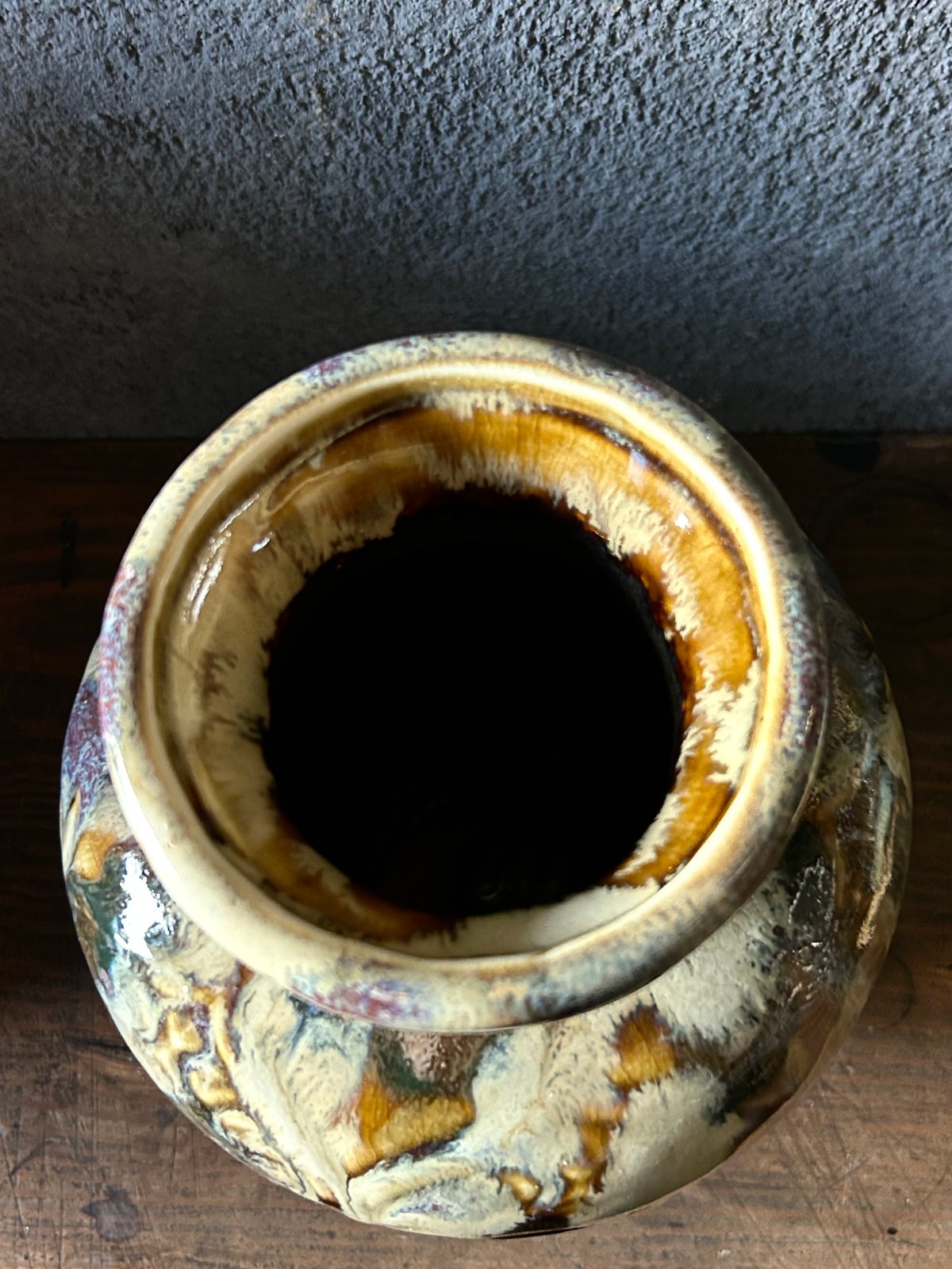 釉垂れの花瓶/大型/花入/陶器/アンティーク | 骨董・アンティークの