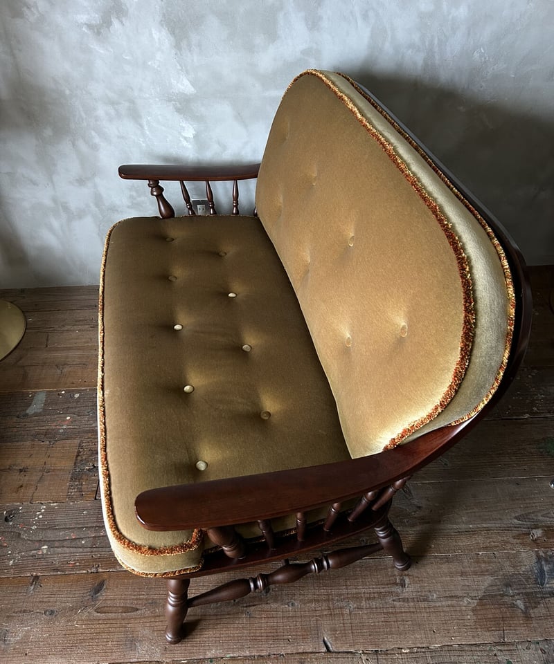 ソファー 昭和レトロ ベロア アンティーク ヴィンテージ 別注品 昭和レトロ ベロアストライプソファー 1人掛けソファー 当時物