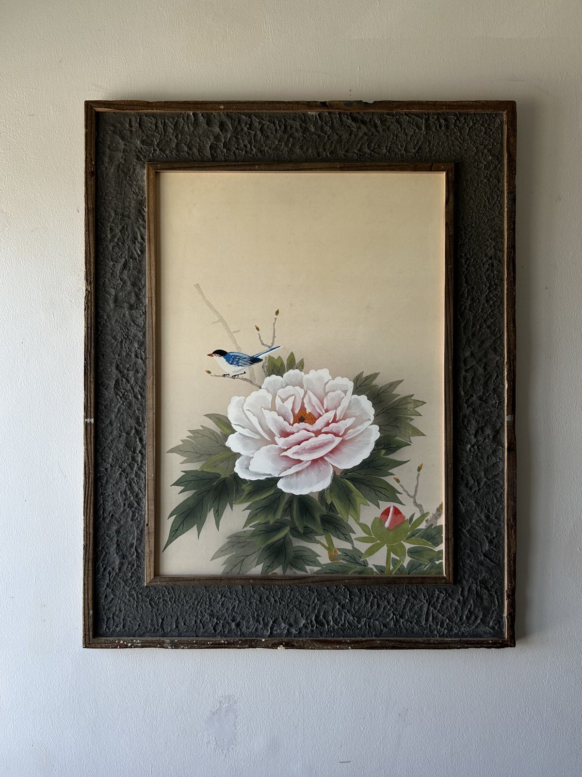 掛け軸アート「牡丹」/日本画/インテリア | 骨董・アンティークの