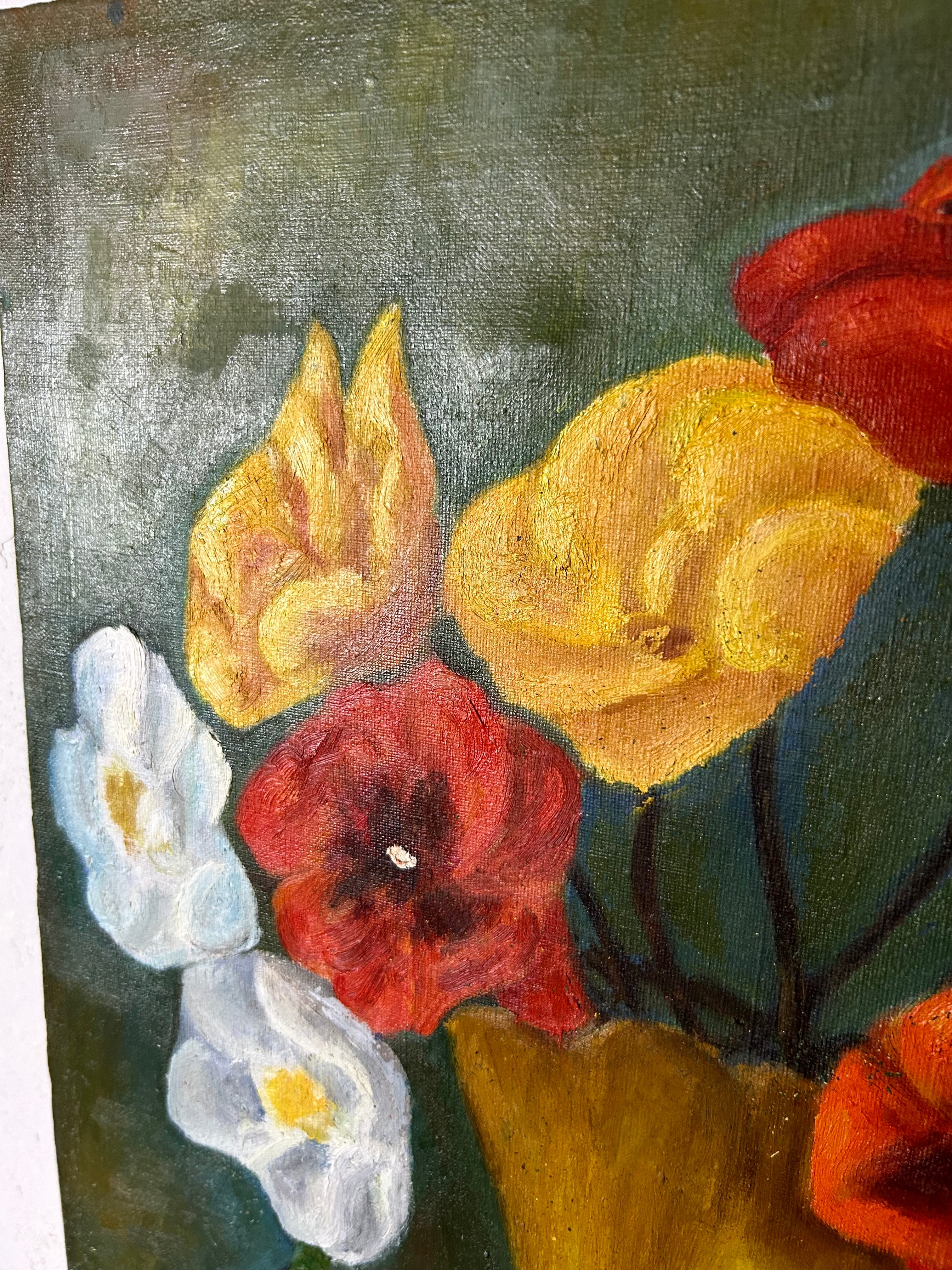 谷村氏の花と林檎の絵/油絵/静物画/アンティーク | 骨董・アンティーク