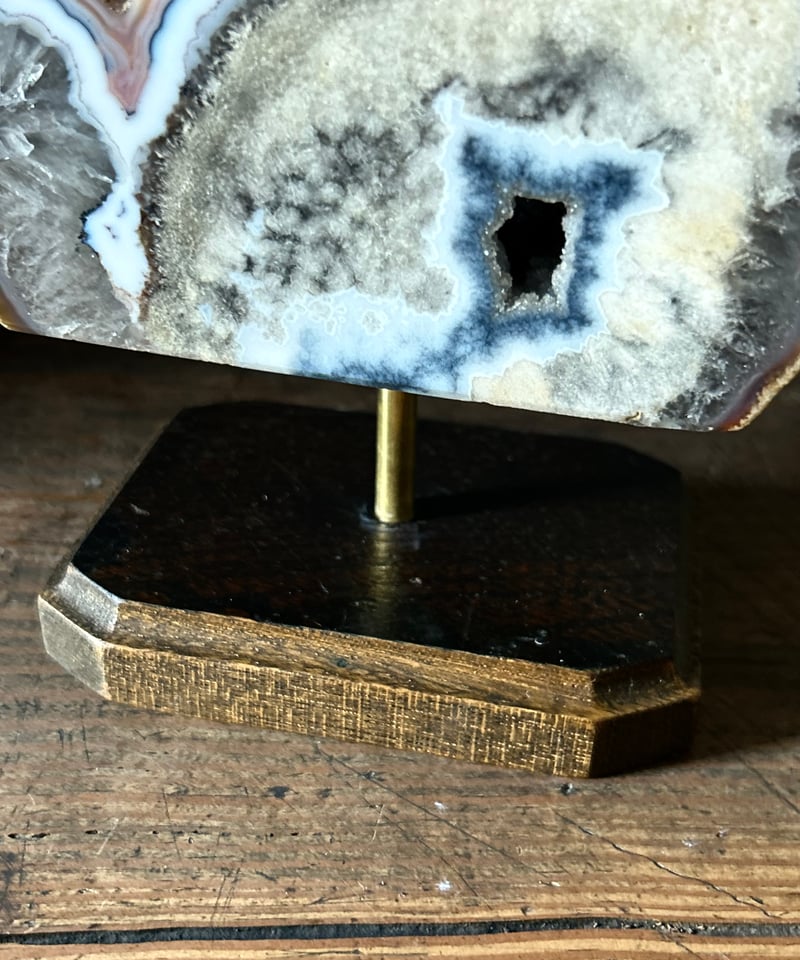 メノウ/ジオード/標本/グレー/縞模様/水晶 | 骨董・アンティークの