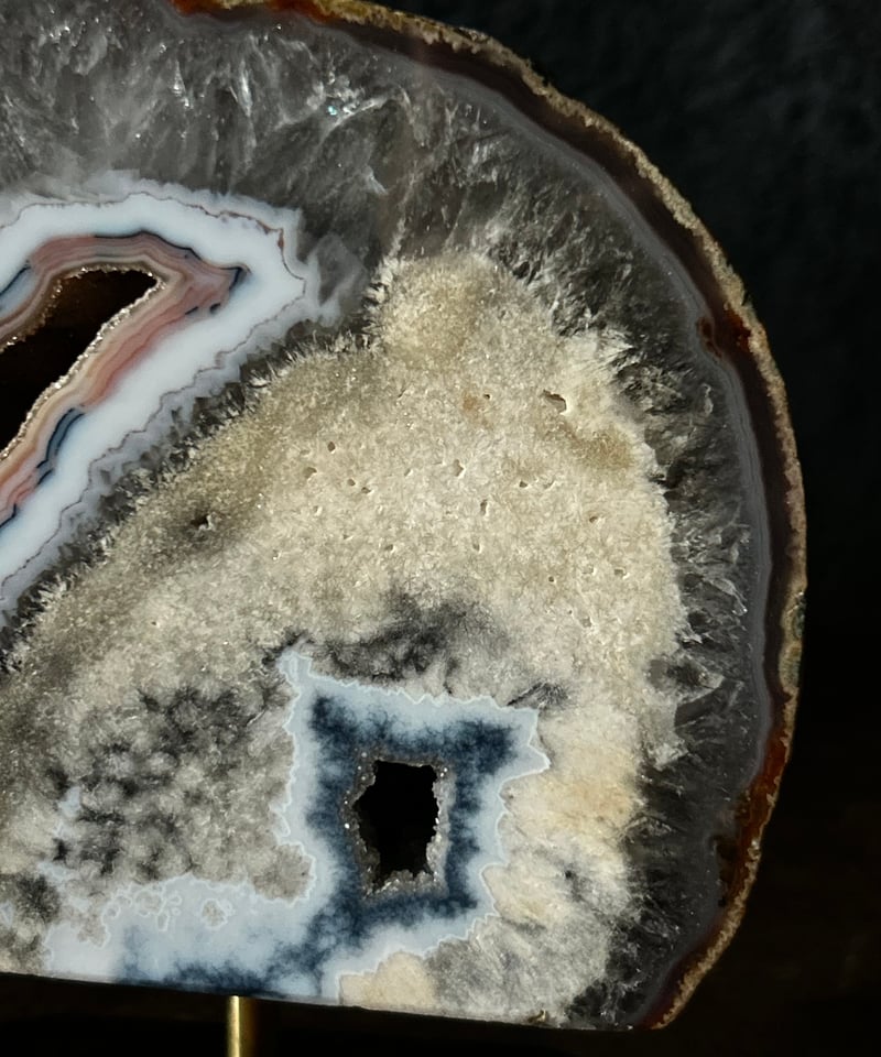 メノウ/ジオード/標本/グレー/縞模様/水晶 | 骨董・アンティークの