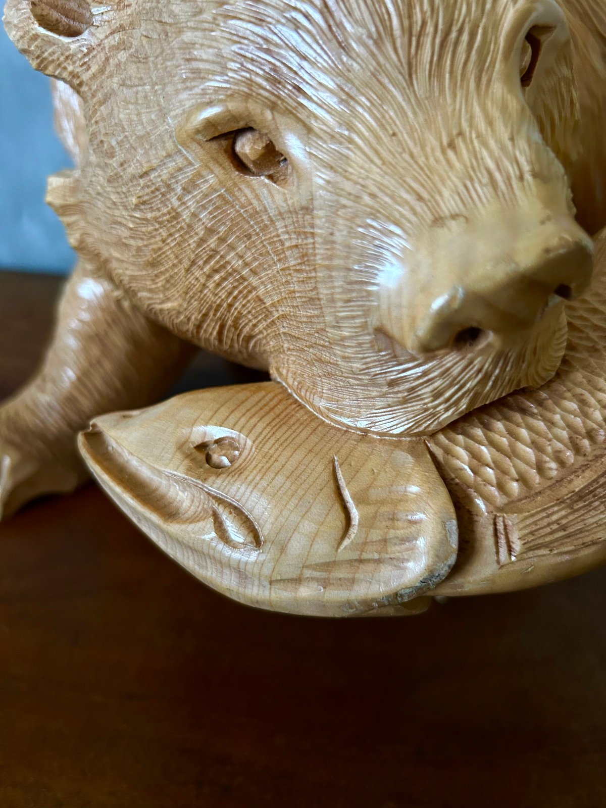 木彫り熊 /アイヌ/ヴィンテージ/鮭/置物/民藝/大きい | 骨董