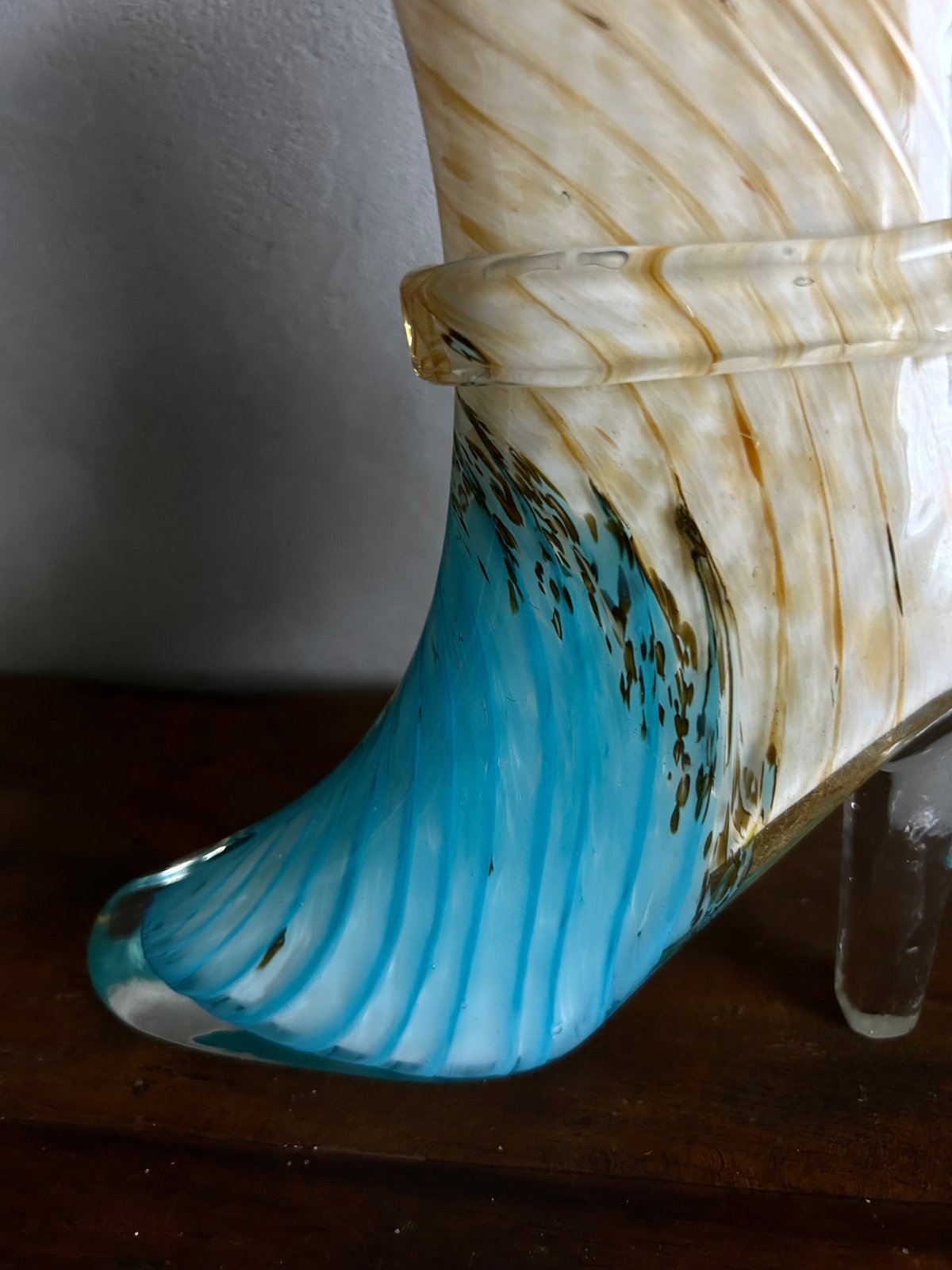 ブーツのフラワーベース/ガラス/アンティーク/花瓶 | 骨董