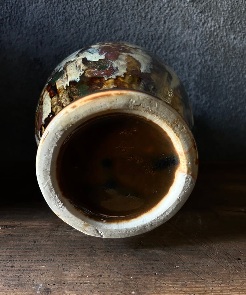 釉垂れの花瓶/大型/花入/陶器/アンティーク | 骨董・アンティークの