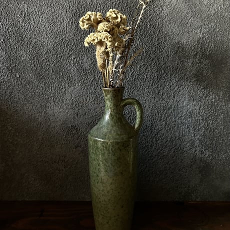 御浜窯の花瓶B8/緑色/水差し/ビンテージ