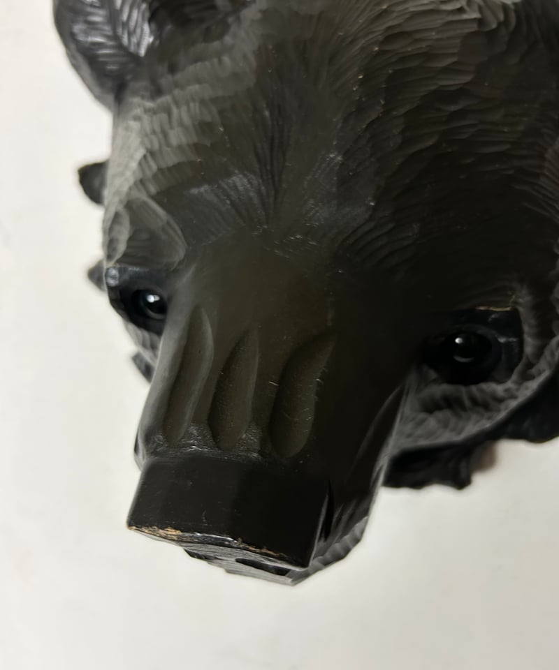 クマの顔 木製彫刻 インテリア 昭和レトロ 木彫り 熊 クマ 顔 フェイス 壁掛け 置物 木 彫刻
