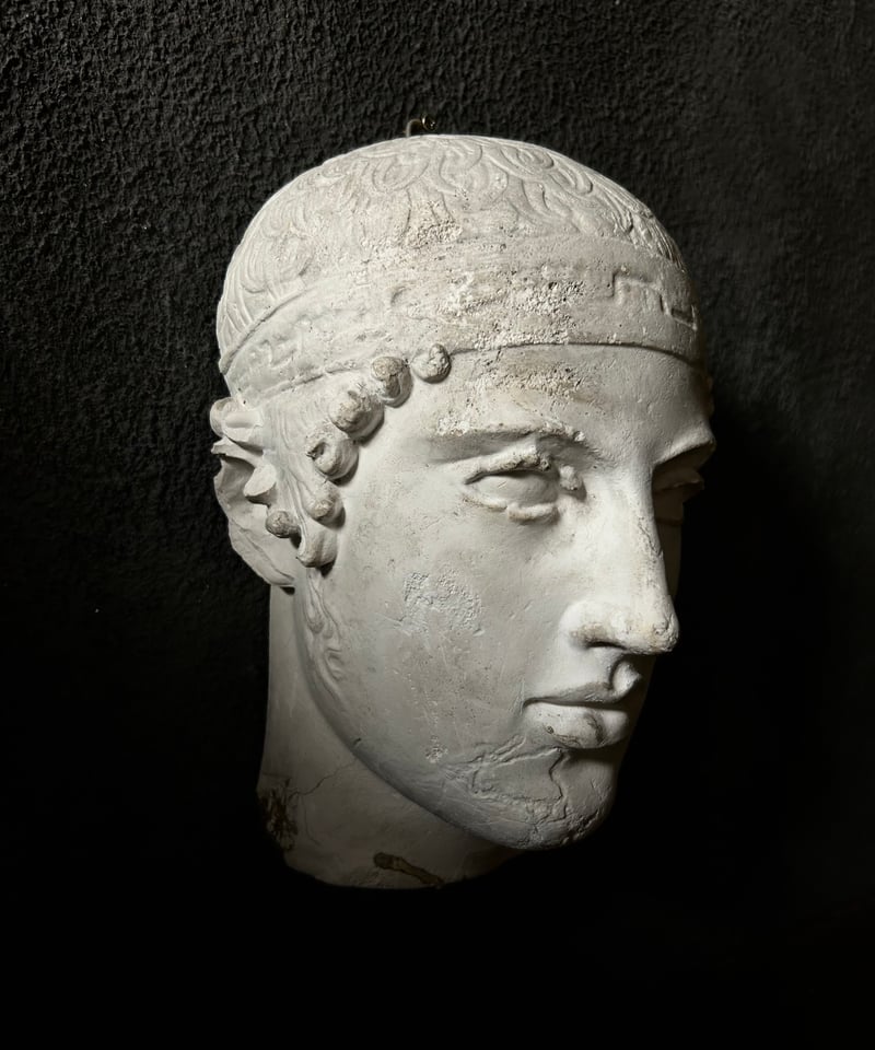 石膏像 / 男性 顔 / 古代ギリシャ風 / 壁掛け 彫刻 / アンティーク調