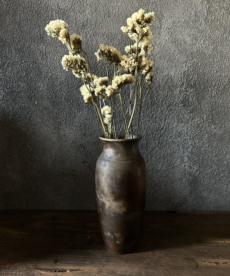骨董品 アンティーク 焼物 陶器 壺 約20cm 花瓶 花器 置物 窯焼 焼き締めの花器K10/茶色/焼物/骨董 | 骨董・アンティークの