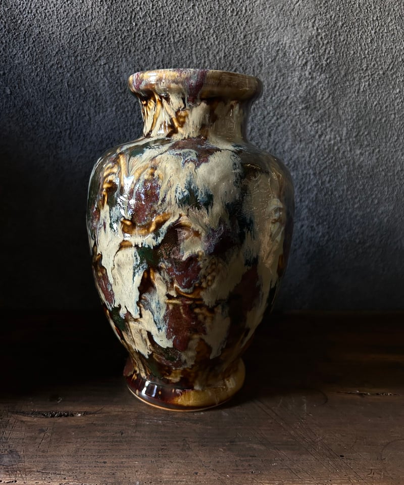 釉垂れの花瓶/大型/花入/陶器/アンティーク | 骨董・アンティークの