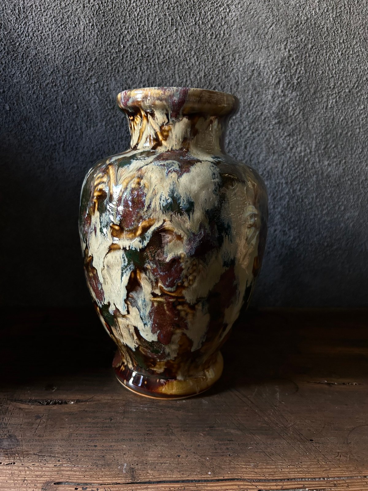 釉垂れの花瓶/大型/花入/陶器/アンティーク | 骨董・アンティークの