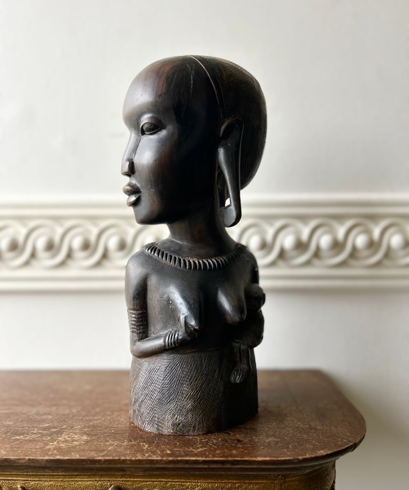 黒檀の民族像/女性/母/置物/骨董 | 骨董・アンティークのオンライン