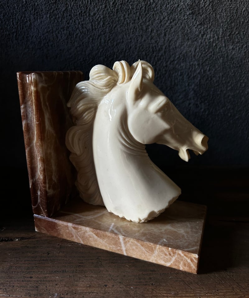 大理石の馬のブックエンド/スペイン製/オブジェ/インテリア | 骨董