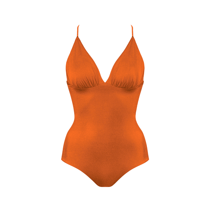 絹感/真珠光沢~ ハリウッド ディープ V バックレスワンピース水着