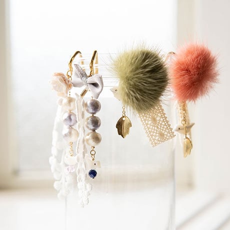 シラーが美しいふわふわブラウンラビットヘアーリングオーダー品 アンブレラカラー ＊＊ピンクベージュ🧡🧡 = = #アンブレラ