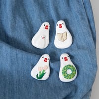 kuchibueworks(クチブエワークス) 陶器ブローチ 文鳥 ポイントになる可愛いアクセサリー
