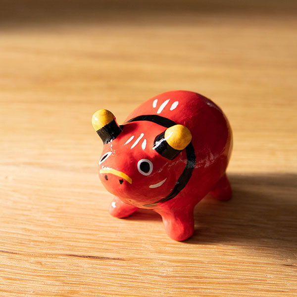 ●赤べこ●置物●特大サイズ●縁起物 縁起置物＞あかべこ1号(長さ9.5cm×高さ5.5cm×奥行3.7cm) 幸せを