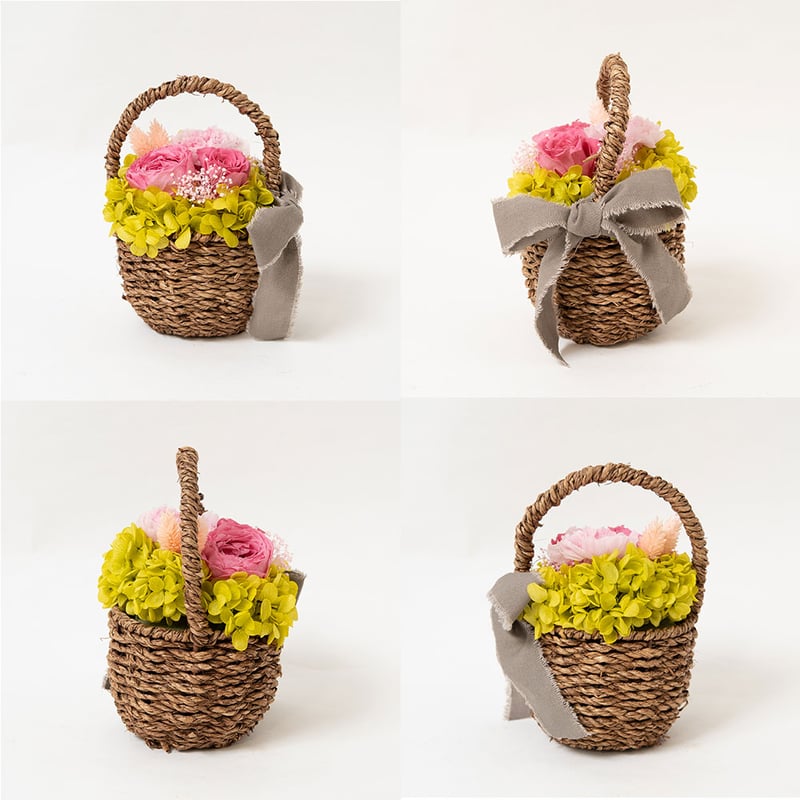 champs de fleurs プリザーブドフラワー バスケットアレンジ