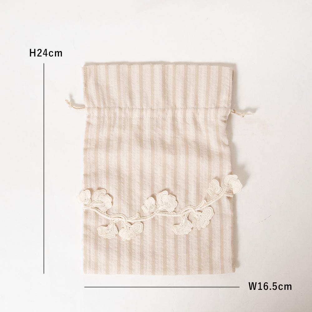 HANA レース付き 巾着 han-0024 | 北欧雑貨とハンドメイド雑貨の通販 