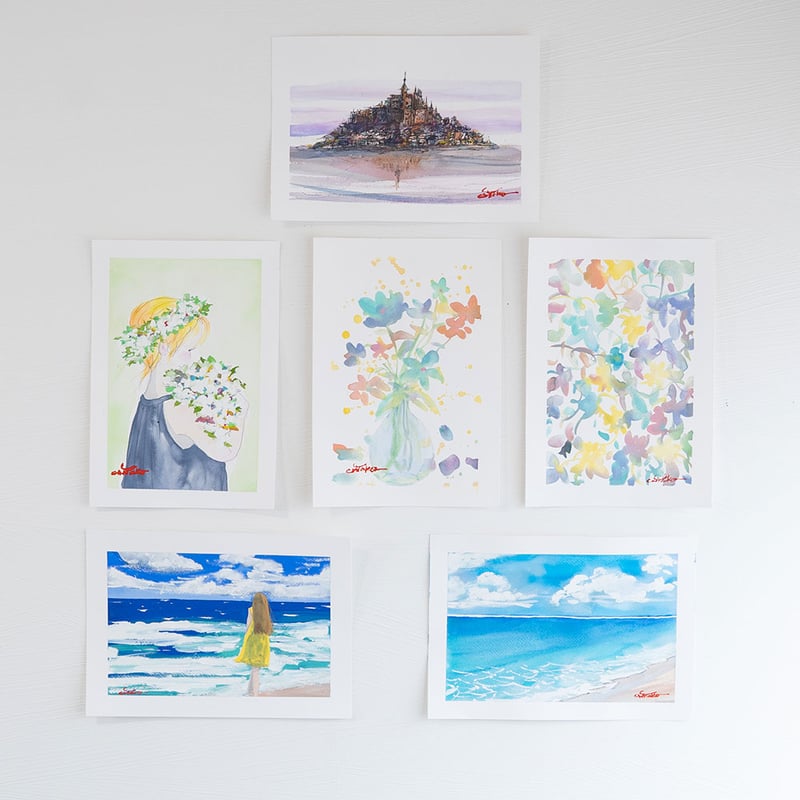 makiaさん専用小さな水彩画原画　イタリア　カルカータ　他５点　　7151 注文制作します 水彩画原画 紅葉の湖畔 ＃440 | iichi 日々の