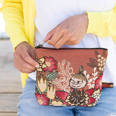 MOOMIN(ムーミン) ゴブラン織りファスナーポーチ 落ち着いたカラーのフラットポーチ