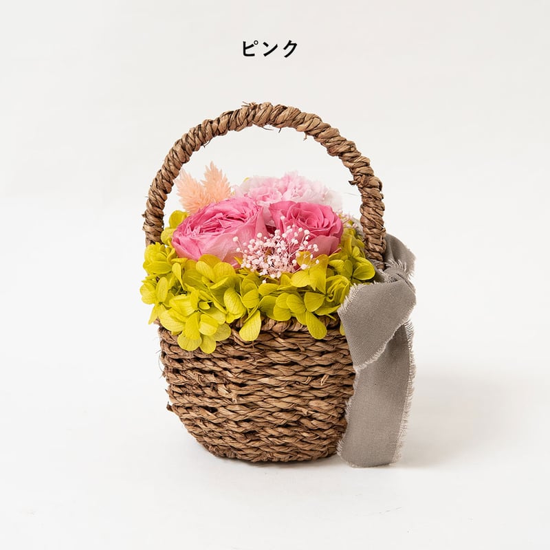 champs de fleurs プリザーブドフラワー バスケットアレンジ champs de fleurs プリザーブドフラワー バスケットアレンジ