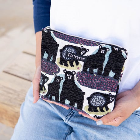 Finlayson(フィンレイソン) オッツォ 舟形 ポーチ 熊が全面にデザインされた可愛いフラットポーチ