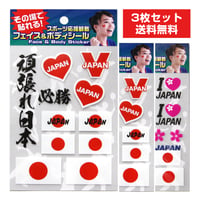 【3枚セット 送料無料】フェイス&ボディシール スポーツ応援 日本 ２枚＆スポーツ応援2 日本（ピンク） の３枚セット　FB-OEN-101 FB-OEN-102