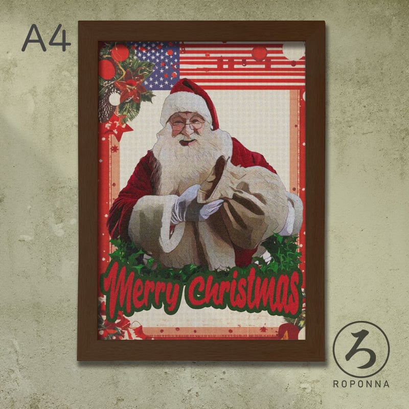 クリスマスアートポスターA4 ヴィンテージテイスト サンタ | ROPONNA