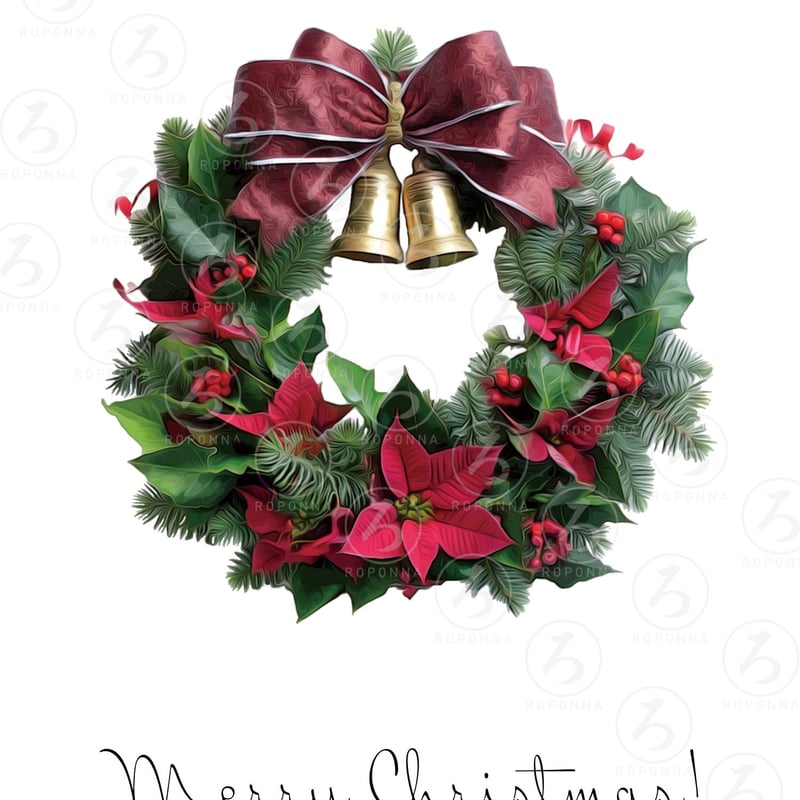 クリスマスアートポスター2L ポインセチアリース | ROPONNA