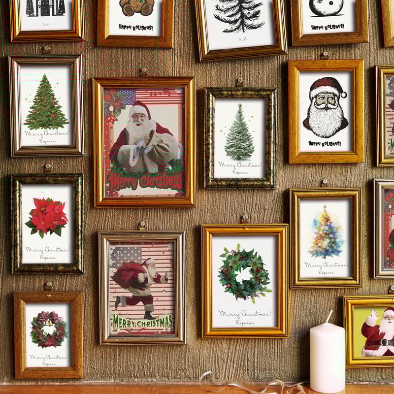 クリスマスアートポスター2L ヴィンテージテイスト 走るサンタ | ROPONNA