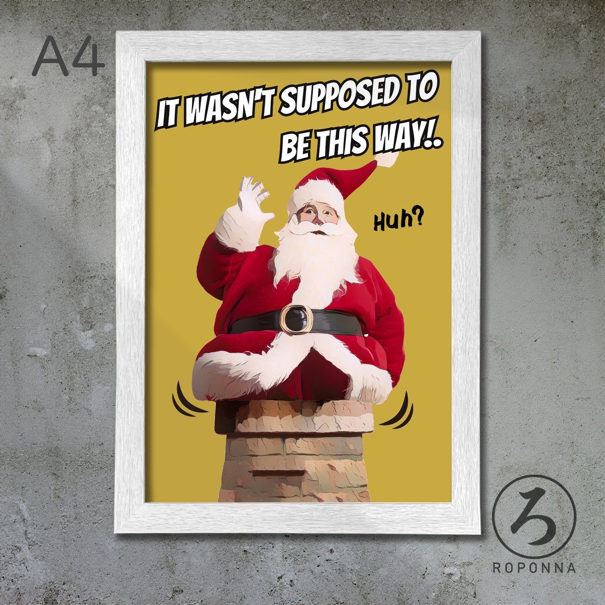 クリスマスアートポスターA4 アメコミ風 太ったサンタ | ROPONNA