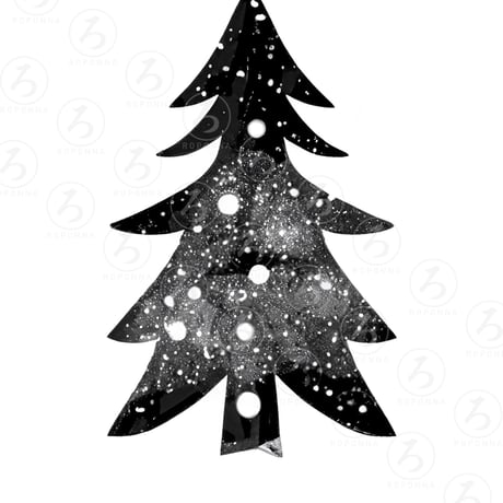 クリスマスアートポスターA3　モノクロクリスマスツリー
