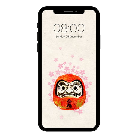 【無料】合格祈願 だるま 桜 待ち受け 達磨 フリーダウンロード 無料 壁紙 待ち受け画面 ダルマ 受験 合格 運気 縁起 絶対合格 受験生 さくら 満開