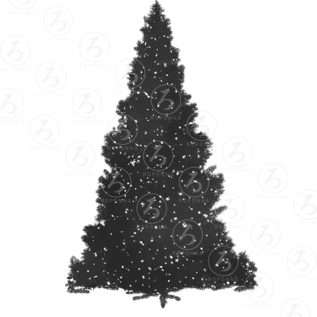 クリスマスアートポスター2L　モノクロ もみの木Ⅱ