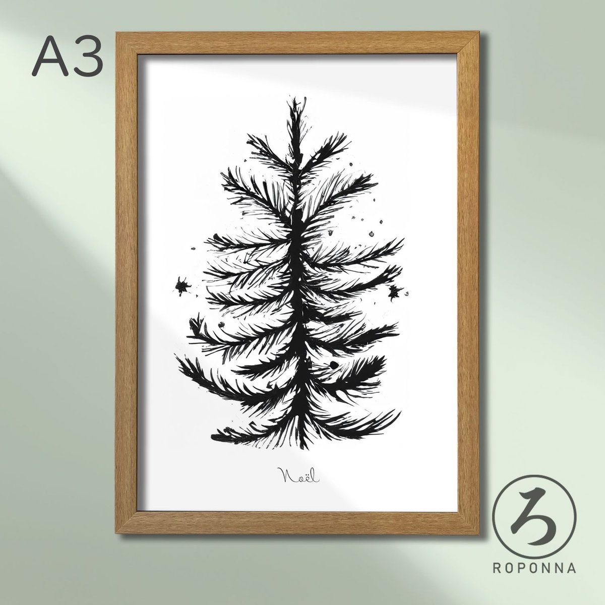 クリスマスアートポスターA3 モノクロもみの木 | ROPONNA