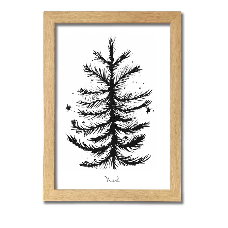 クリスマスアートポスターA4 モノクロもみの木 | ROPONNA