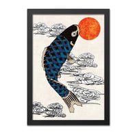インテリア ポスター こどもの日 鯉のぼり アートポスター 和風モダン 2L/A4 鯉 浮世絵風