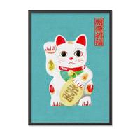 お正月 ポスター まねきねこ 金春色 A3 和柄 縁起物 インテリア アートポスター 和風モダン 招き猫 大正ロマン レトロポスター 商売繁盛 開運招福