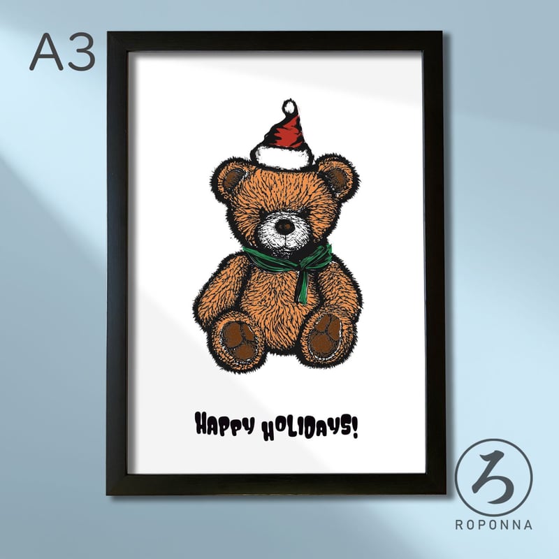 クリスマスアートポスターA3 くま | ROPONNA