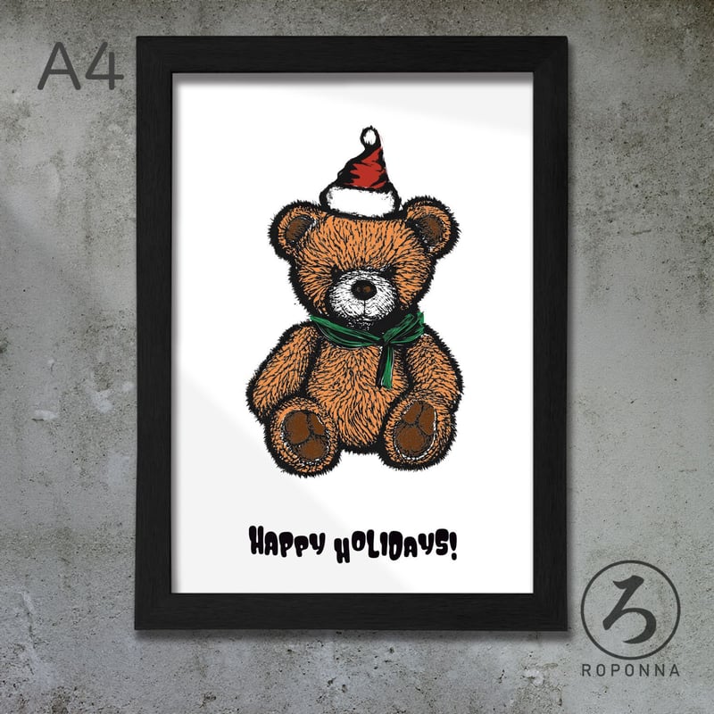 クリスマスアートポスターA4 くま | ROPONNA