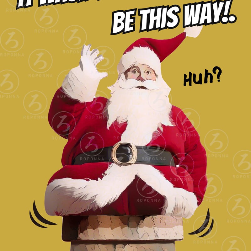 クリスマスアートポスター2L アメコミ風 太ったサンタ | ROPONNA