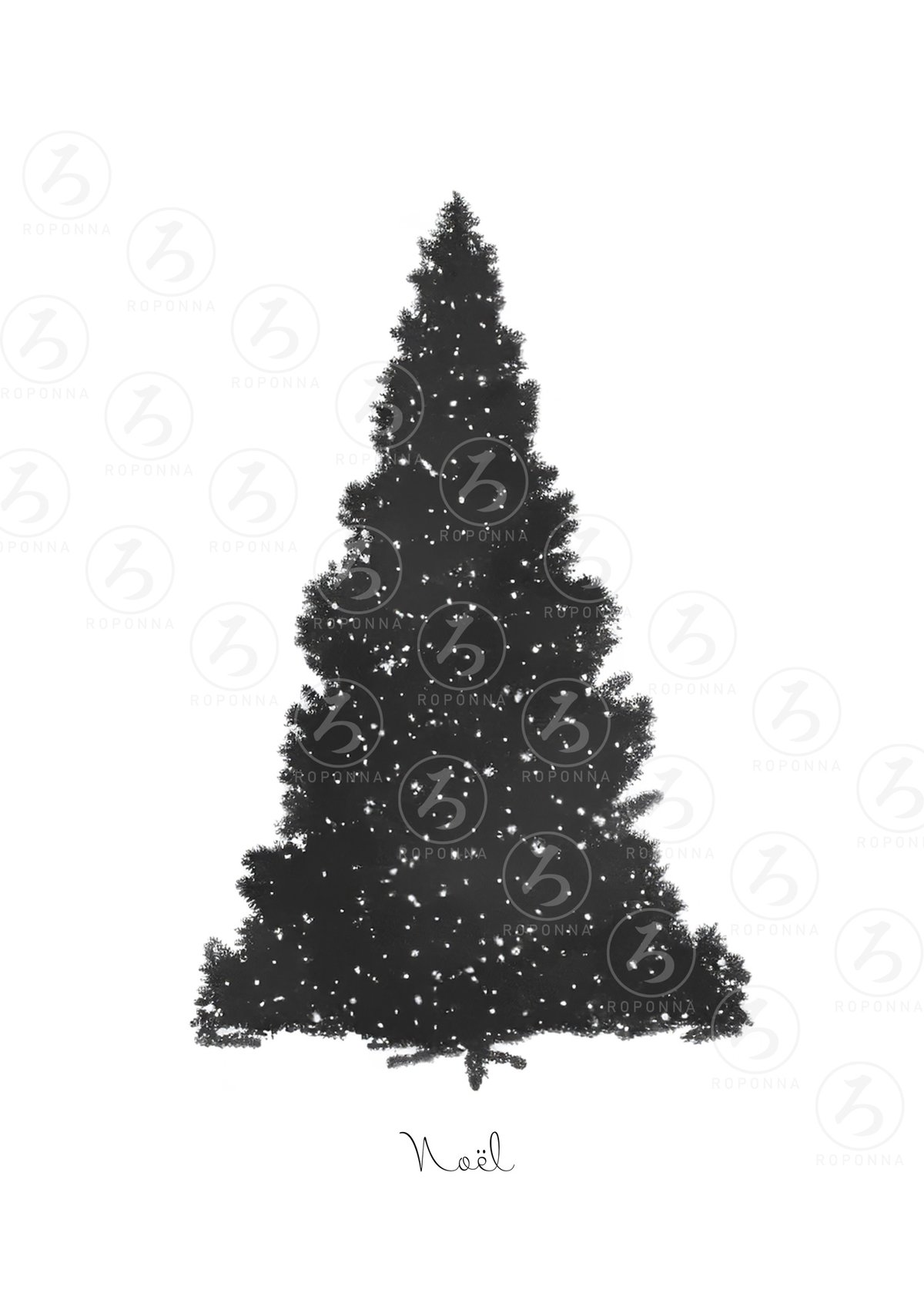 クリスマスアートポスターA3 モノクロ もみの木Ⅱ | ROPONNA