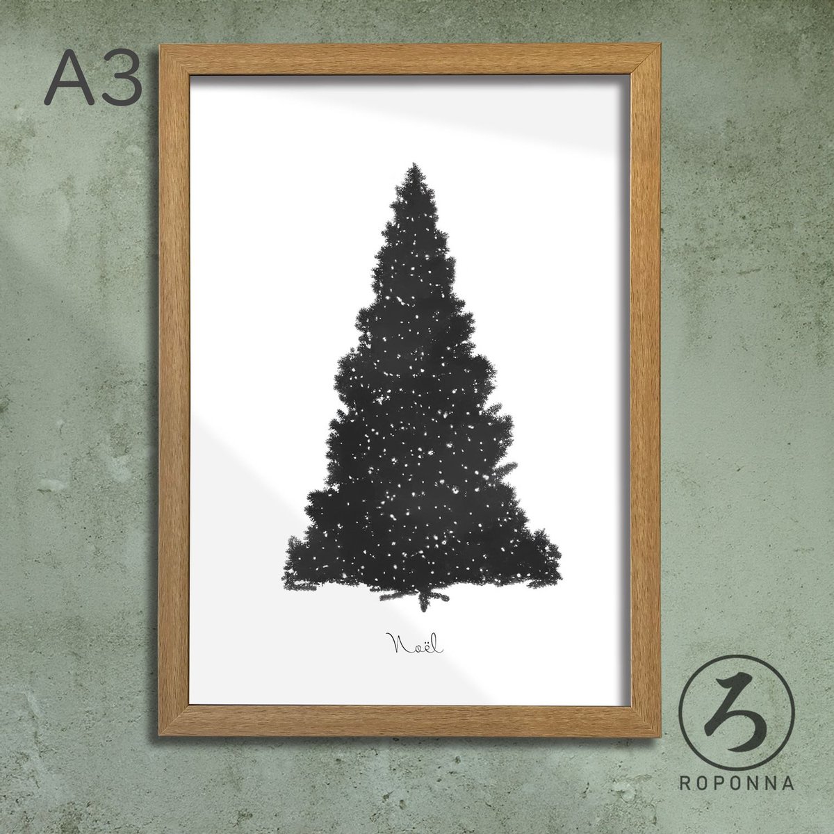 クリスマスアートポスターA3 モノクロ もみの木Ⅱ | ROPONNA