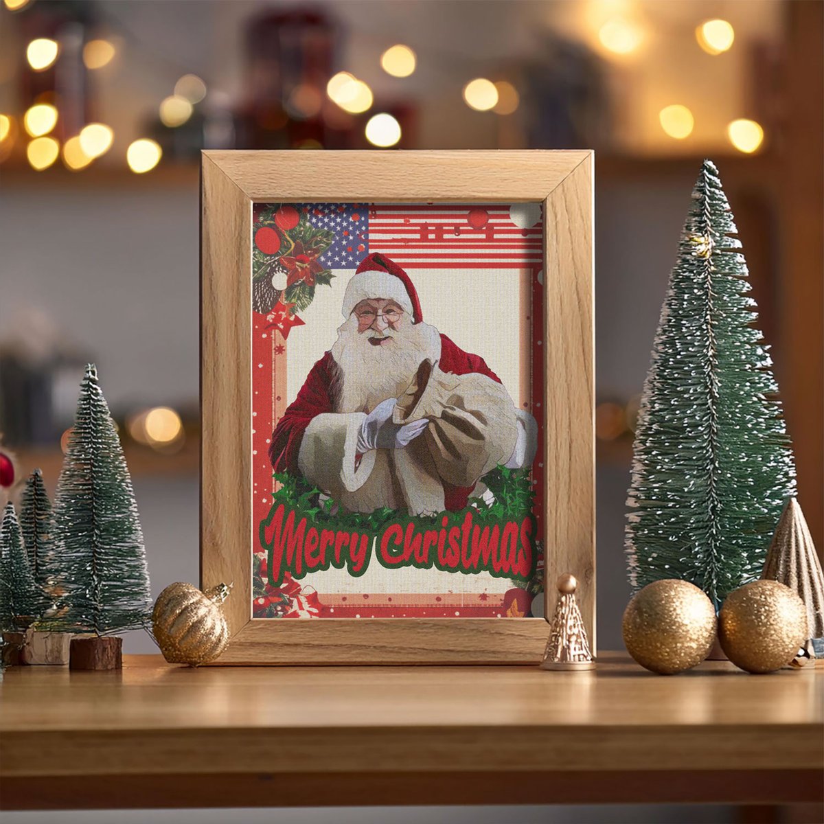 クリスマスアートポスター2L ヴィンテージテイスト サンタ | ROPONNA