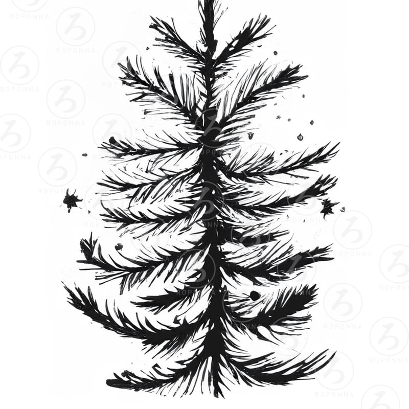 クリスマスアートポスターA4 モノクロもみの木 | ROPONNA