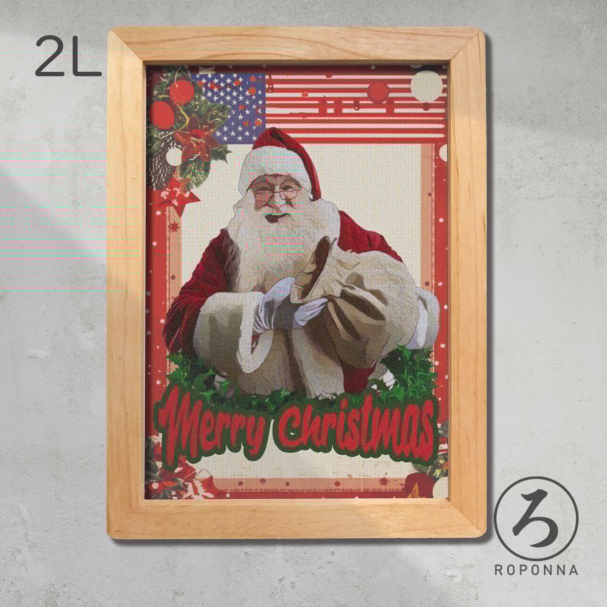 ヴィンテージARTサイン入りサンタ2体 クリスマスアートポスター2L ヴィンテージテイスト サンタ | ROPONNA