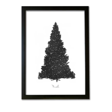 クリスマスアートポスターA3　モノクロ もみの木Ⅱ