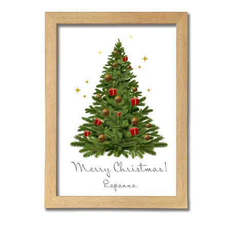 クリスマス A4 アート ポスター クリスマスツリー　名入れ可能