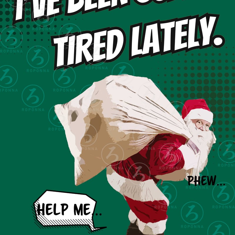 クリスマスアートポスターA4 アメコミ風 疲れたサンタ | ROPONNA
